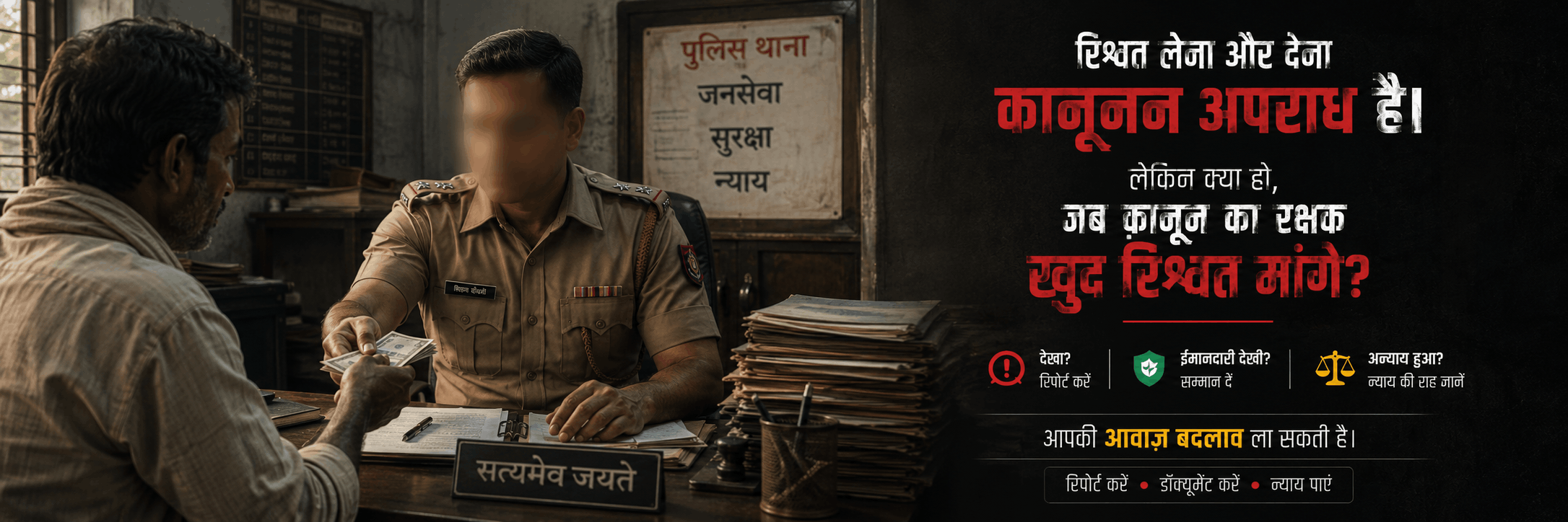 Anti-bribery campaign poster in Hindi